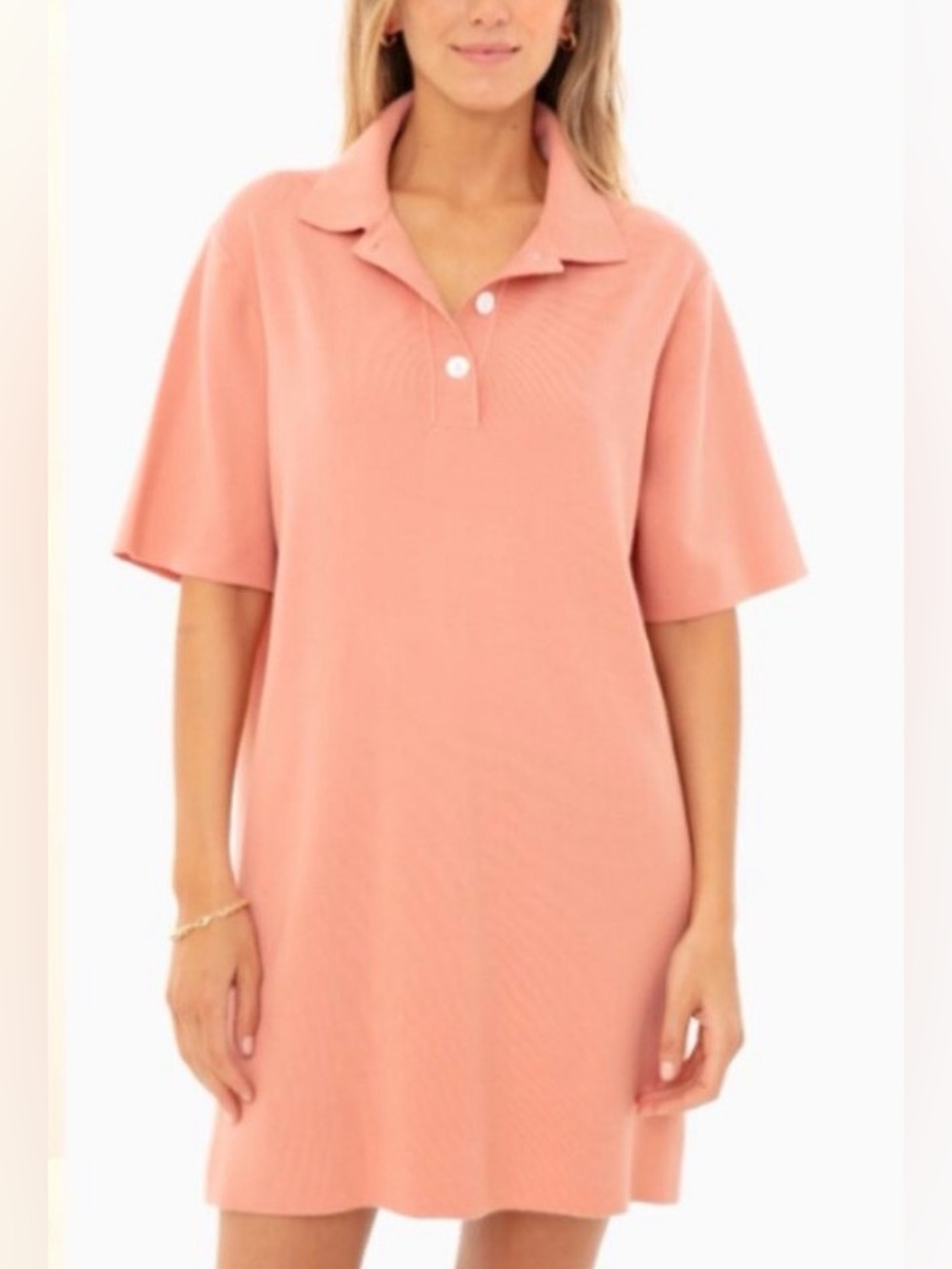 Tuckernuck Channing Polo Mini Dress Relaxed Shift Silhouette In Apricot Size S